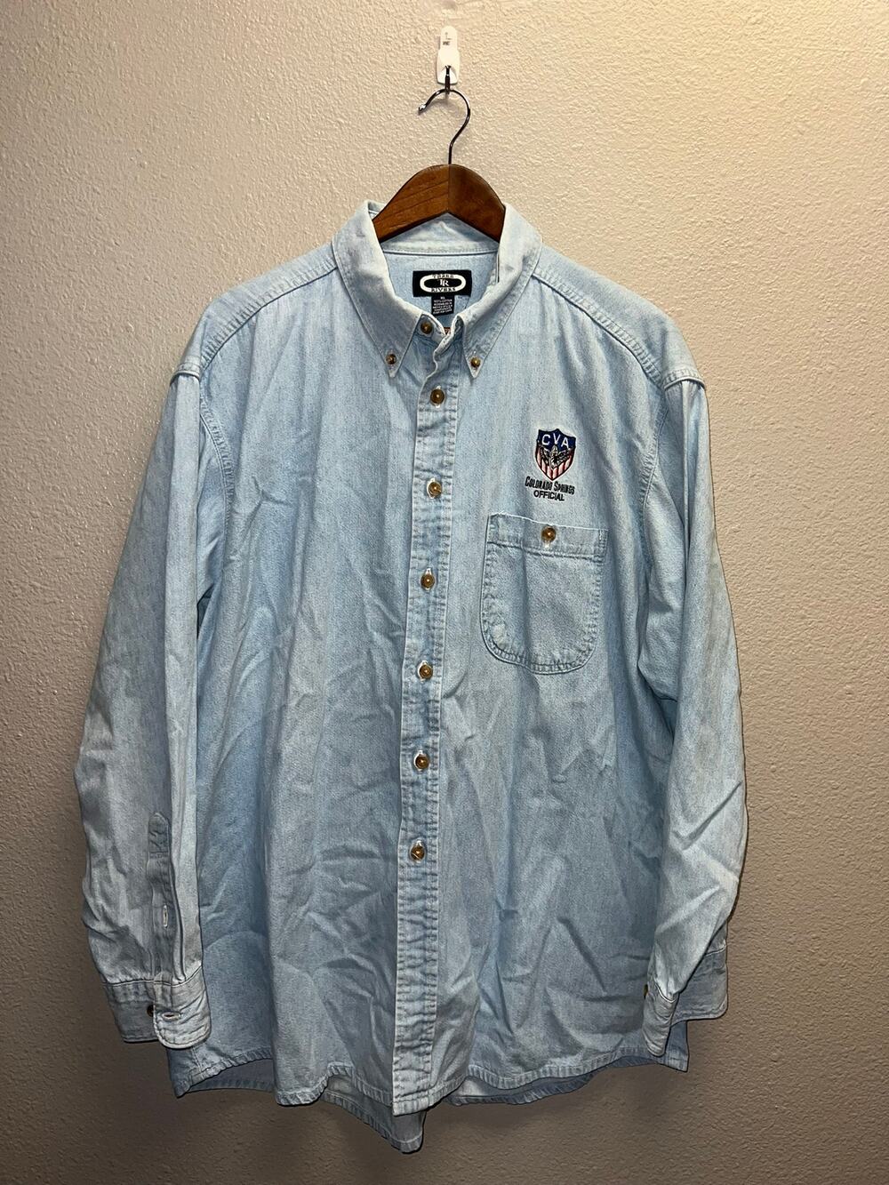 Vintage Denim Button Up Shirt Three Rivers Colorado Springs Official CVA VTG XL